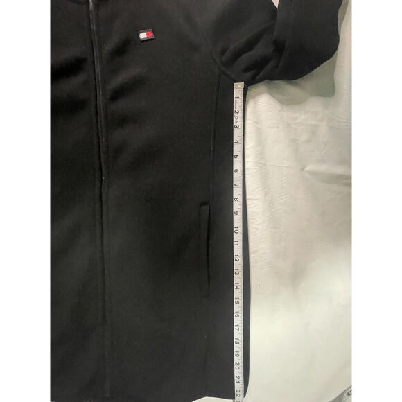 Tommy Hilfiger Black Fleece Zip Up Hooded Jacket Women’s Medium Long Coat - Picture 13 of 14